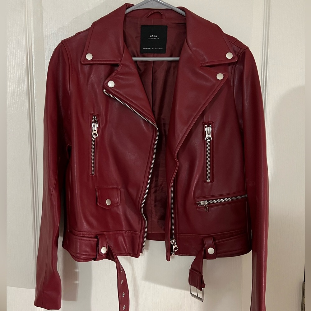 ZARA Red Leather Jacket